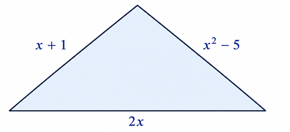 Triângulo com lados x+1, 2x e x²-5